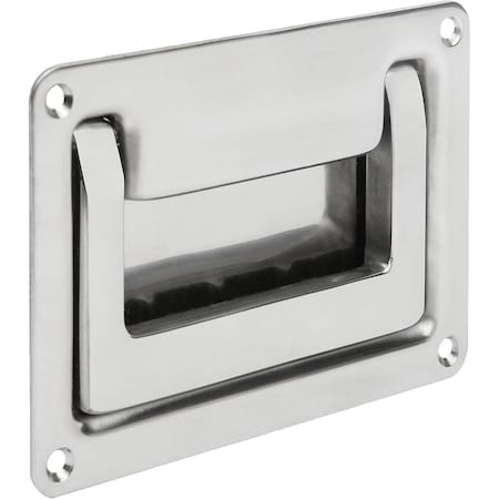 Recessed Handle Fold-Down, L1=132, H=93, Screw On Stainless Steel 1.4301, Electropolished